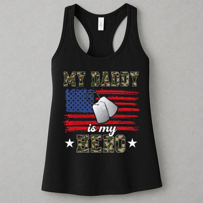 My Daddy Is My Hero Military Dad American Flag Army Proud Ar Womens Tank Top