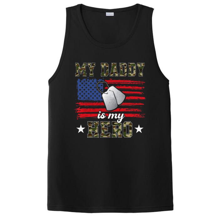 My Daddy Is My Hero Military Dad American Flag Army Proud Ar PosiCharge Competitor Tank