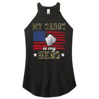 My Daddy Is My Hero Military Dad American Flag Army Proud Ar Women's Perfect Tri Rocker Tank