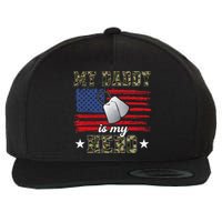 My Daddy Is My Hero Military Dad American Flag Army Proud Ar Wool Snapback Cap