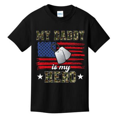 My Daddy Is My Hero Military Dad American Flag Army Proud Ar Kids T-Shirt