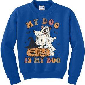 My Dog Is My Boo Ghost Spooky Halloween Dog Lover Groovy Cool Gift Kids Sweatshirt