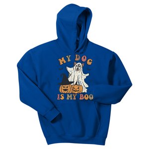 My Dog Is My Boo Ghost Spooky Halloween Dog Lover Groovy Cool Gift Kids Hoodie