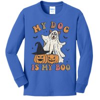 My Dog Is My Boo Ghost Spooky Halloween Dog Lover Groovy Cool Gift Kids Long Sleeve Shirt