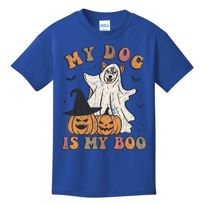 My Dog Is My Boo Ghost Spooky Halloween Dog Lover Groovy Cool Gift Kids T-Shirt