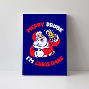 Merry Drunk IM Christmas Funny Santa Joke Xmas Beer Lover Gift Canvas