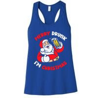 Merry Drunk IM Christmas Funny Santa Joke Xmas Beer Lover Gift Women's Racerback Tank