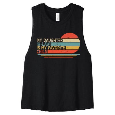 My Daughter In Law Is My Favorite Child Retro Vintage Women's Racerback Cropped Tank