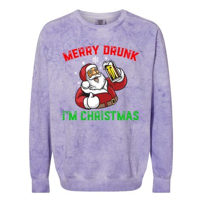 Merry Drunk IM Christmas Santa Ing Beer Gift Colorblast Crewneck Sweatshirt