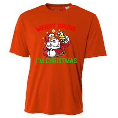 Merry Drunk IM Christmas Santa Ing Beer Gift Cooling Performance Crew T-Shirt