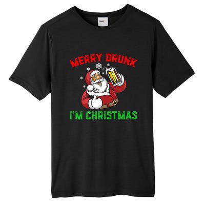 Merry Drunk IM Christmas Santa Ing Beer Gift Tall Fusion ChromaSoft Performance T-Shirt