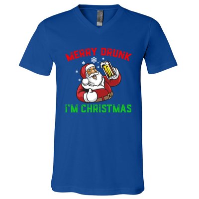 Merry Drunk IM Christmas Santa Ing Beer Gift V-Neck T-Shirt