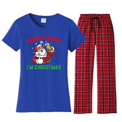 Merry Drunk IM Christmas Santa Ing Beer Gift Women's Flannel Pajama Set