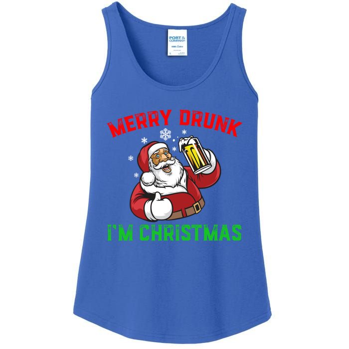 Merry Drunk IM Christmas Santa Ing Beer Gift Ladies Essential Tank