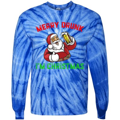 Merry Drunk IM Christmas Santa Ing Beer Gift Tie-Dye Long Sleeve Shirt