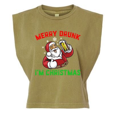 Merry Drunk IM Christmas Santa Ing Beer Gift Garment-Dyed Women's Muscle Tee