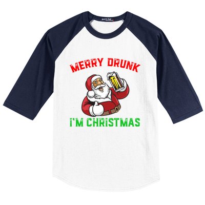 Merry Drunk IM Christmas Santa Ing Beer Gift Baseball Sleeve Shirt