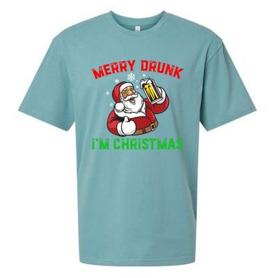 Merry Drunk IM Christmas Santa Ing Beer Gift Sueded Cloud Jersey T-Shirt