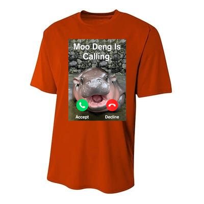 Moo Deng Is Calling Meme Funny Vintage Little Hippo Performance Sprint T-Shirt