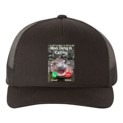 Moo Deng Is Calling Meme Funny Vintage Little Hippo Yupoong Adult 5-Panel Trucker Hat