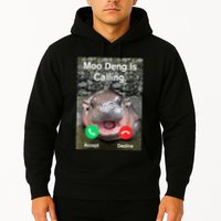 Moo Deng Is Calling Meme Funny Vintage Little Hippo Hoodie