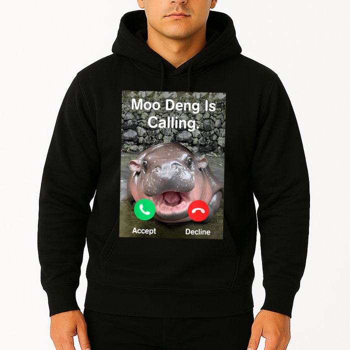 Moo Deng Is Calling Meme Funny Vintage Little Hippo Hoodie