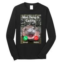 Moo Deng Is Calling Meme Funny Vintage Little Hippo Long Sleeve Shirt