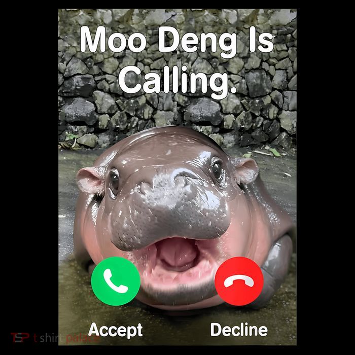 Moo Deng Is Calling Meme Funny Vintage Little Hippo Apron