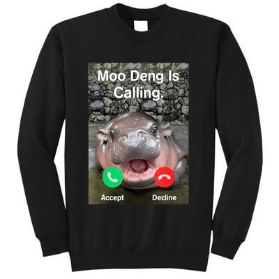 Moo Deng Is Calling Meme Funny Vintage Little Hippo Sweatshirt