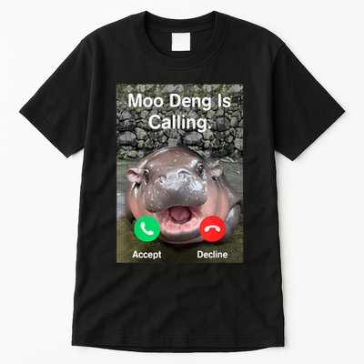Moo Deng Is Calling Meme Funny Vintage Little Hippo Tall T-Shirt
