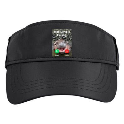 Moo Deng Is Calling Meme Funny Vintage Little Hippo Adult Drive Performance Visor