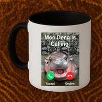 Moo Deng Is Calling Meme Funny Vintage Little Hippo Mug