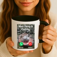 Moo Deng Is Calling Meme Funny Vintage Little Hippo Mug
