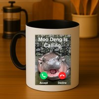 Moo Deng Is Calling Meme Funny Vintage Little Hippo Mug