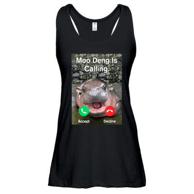 Moo Deng Is Calling Meme Funny Vintage Little Hippo Ladies Essential Flowy Tank