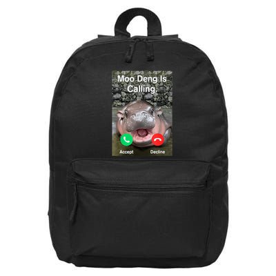 Moo Deng Is Calling Meme Funny Vintage Little Hippo 16 in Basic Backpack