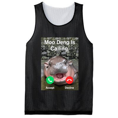 Moo Deng Is Calling Meme Funny Vintage Little Hippo Mesh Reversible Basketball Jersey Tank