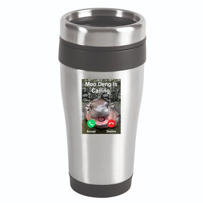 Moo Deng Is Calling Meme Funny Vintage Little Hippo 16oz Travel Tumbler