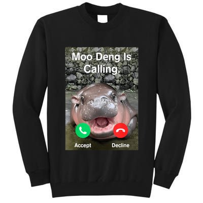 Moo Deng Is Calling Meme Funny Vintage Little Hippo Tall Sweatshirt
