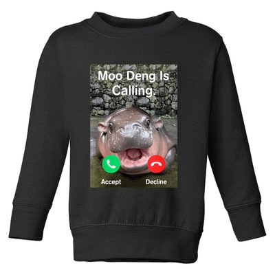 Moo Deng Is Calling Meme Funny Vintage Little Hippo Toddler Sweatshirt