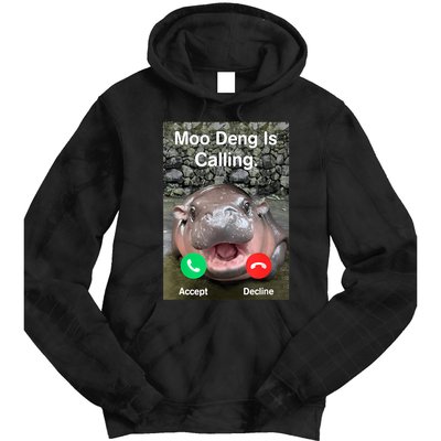 Moo Deng Is Calling Meme Funny Vintage Little Hippo Tie Dye Hoodie