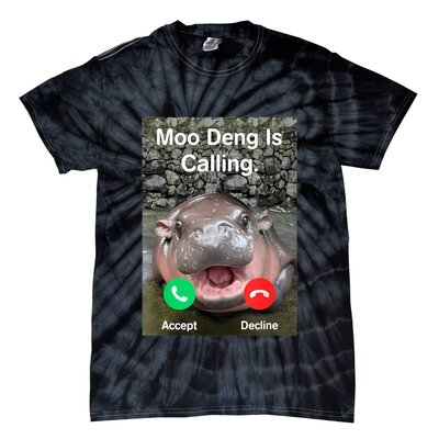 Moo Deng Is Calling Meme Funny Vintage Little Hippo Tie-Dye T-Shirt