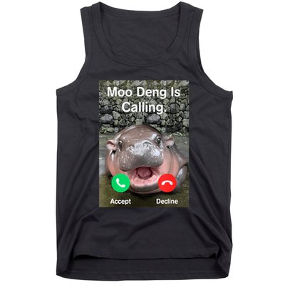 Moo Deng Is Calling Meme Funny Vintage Little Hippo Tank Top