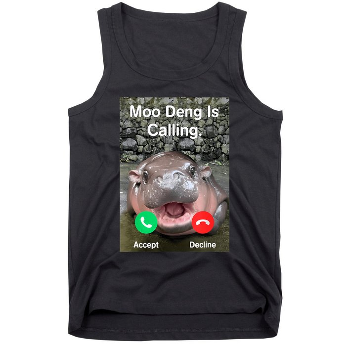 Moo Deng Is Calling Meme Funny Vintage Little Hippo Tank Top