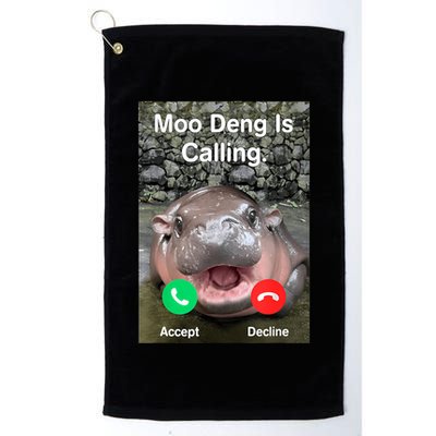 Moo Deng Is Calling Meme Funny Vintage Little Hippo Golf Towel