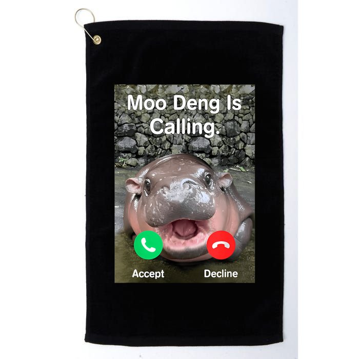 Moo Deng Is Calling Meme Funny Vintage Little Hippo Golf Towel
