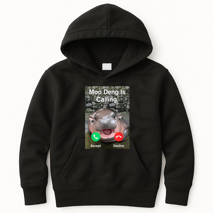 Moo Deng Is Calling Meme Funny Vintage Little Hippo Kids Hoodie