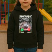 Moo Deng Is Calling Meme Funny Vintage Little Hippo Kids Hoodie