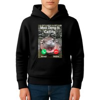 Moo Deng Is Calling Meme Funny Vintage Little Hippo Kids Hoodie