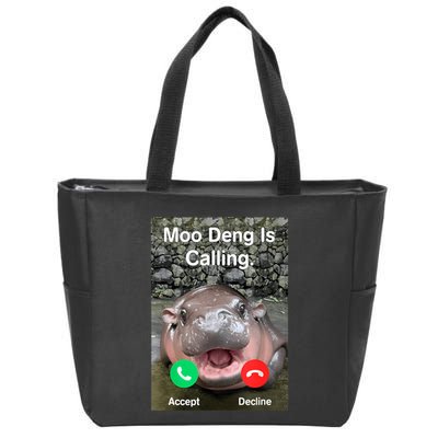 Moo Deng Is Calling Meme Funny Vintage Little Hippo Zip Tote Bag